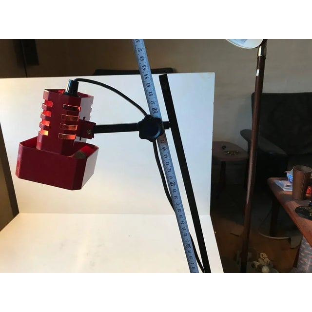 Red Adjustable Danish Architect's Lamp, 1970s For Sale - Image 6 of 9