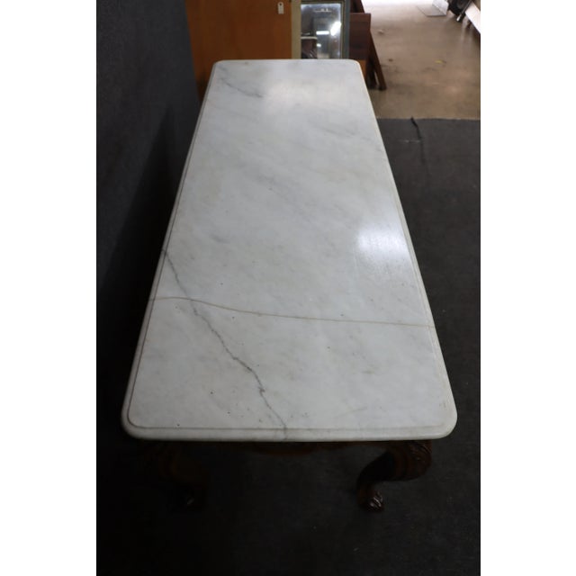 Wood Louis XV Style Walnut & Marble Grand Console For Sale - Image 7 of 12