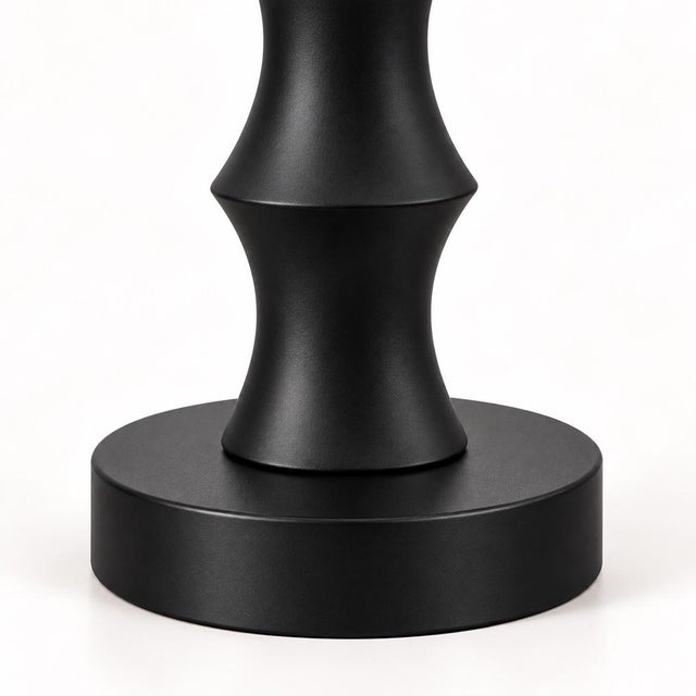 Late 20th Century Late 20th Century Sculptural Matte Black Table Lamps With Linen Shades - A Pair For Sale - Image 5 of 8