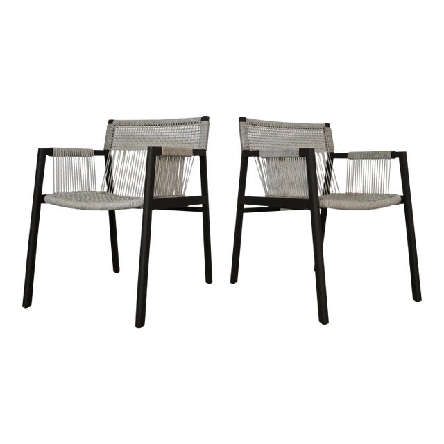 Outdoor Aluminum & Rope Armchairs by Four Hands - A Pair For Sale