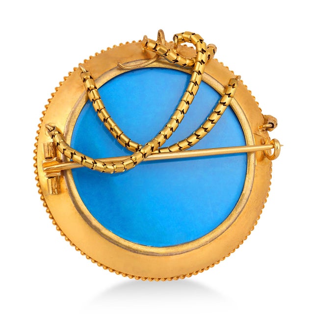 Late 19th Century Victorian Carbuncle Garnet Diamond Tassel Locket 20k Yellow Gold Brooch For Sale In Los Angeles - Image 6 of 6