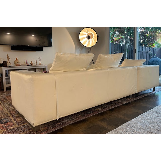 1990s Giovannetti Collezioni "Friends Light" Modular Sofa - White Italian Leather For Sale - Image 5 of 11