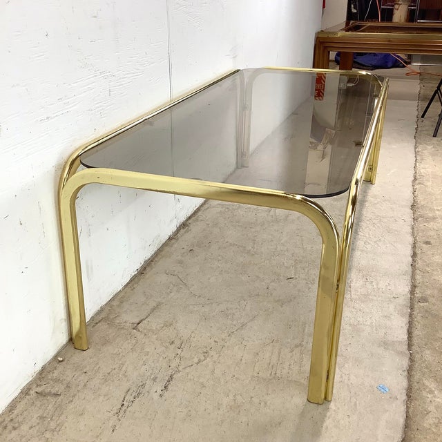 Retro Modern Smoked Glass Coffee Table For Sale In Philadelphia - Image 6 of 12