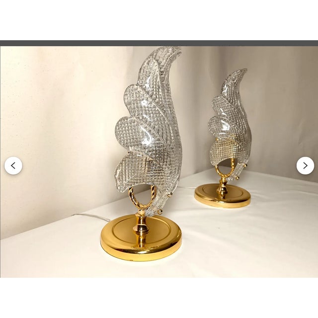 Mid-Century Regency Brass Bedroom Lamps in Murano Glass from Barovier, 1970s, Set of 2 For Sale - Image 9 of 9