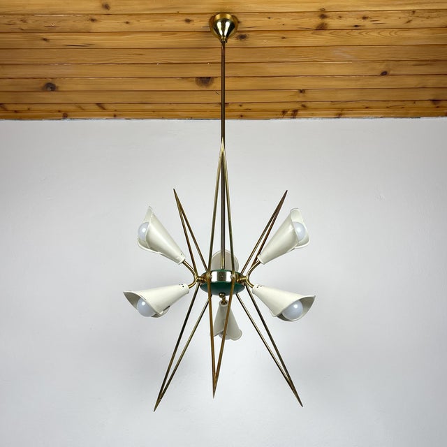 Mid-Century Modern Metal Chandelier from Stilnovo, 1970s For Sale - Image 4 of 18