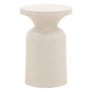 Outdoor Modern White Terrazzo Side Table For Sale