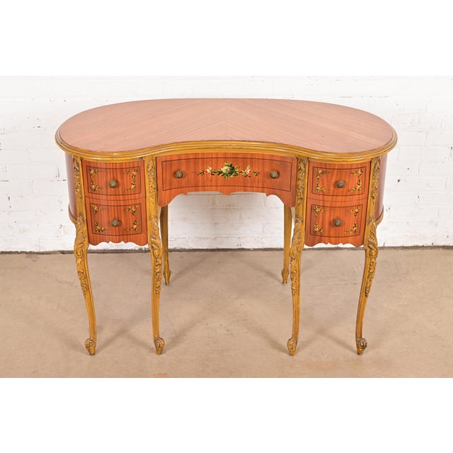 A gorgeous French Provincial Louis XV style kidney shaped vanity or ladies writing desk In the manner of Romweber USA,...