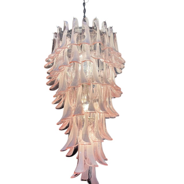 Murano Blush Pink Glass Chandelier with Hand-Blown Petals from Justfurnituress SRL For Sale - Image 6 of 18