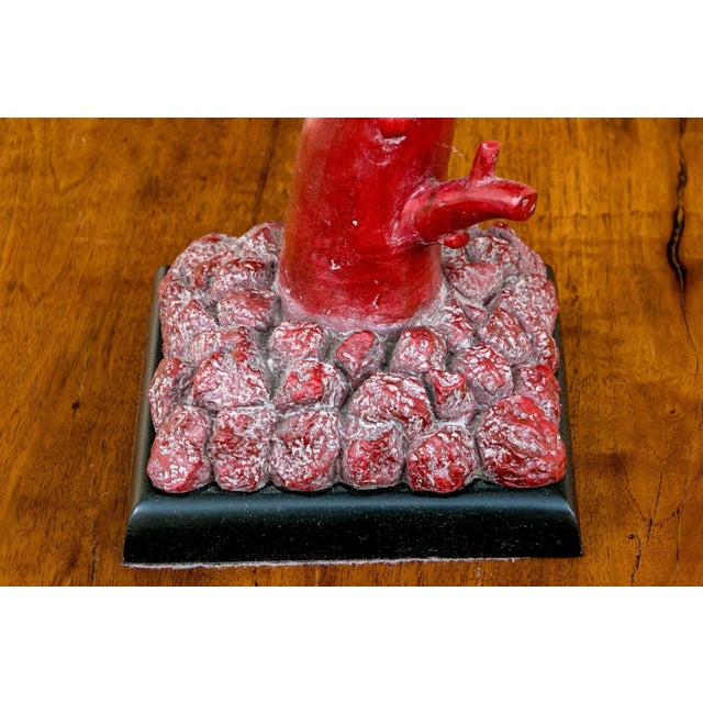 Red Painted Faux Branch Coral Table Lamps - a Pair For Sale - Image 4 of 6