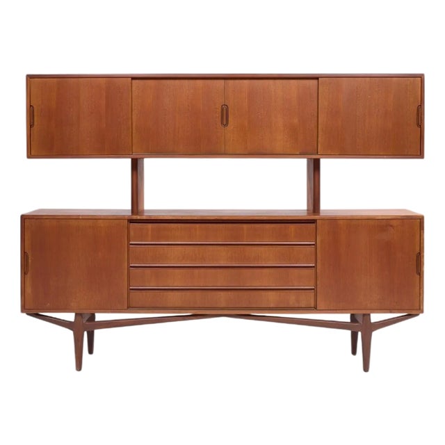 Knud Nielsen Mid Century Danish Teak Credenza and Hutch For Sale