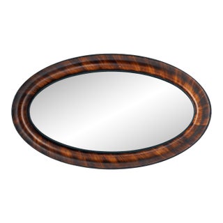 Antique Oval Wood Wall Mirror For Sale