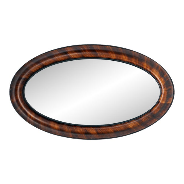 Antique Oval Wood Wall Mirror For Sale