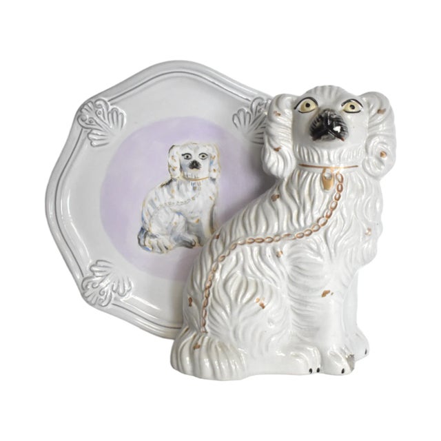 Victorian Floris & Fergus the White Staffordshire Dogs and Their Portraits by Susannah Carson For Sale - Image 3 of 12