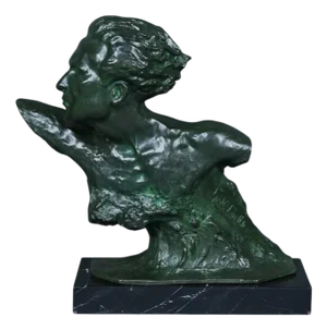 F. Focht, Art Deco Jean Mermoz Sculpture, 1930, Bronze