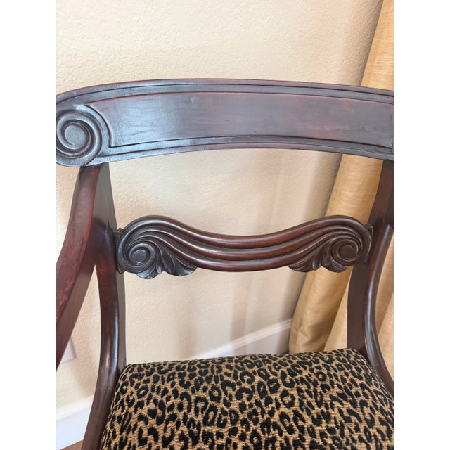 Wood Early 20th Century Neoclassical Style Mahogany Armchair With Leopard Velvet Seat For Sale - Image 7 of 8