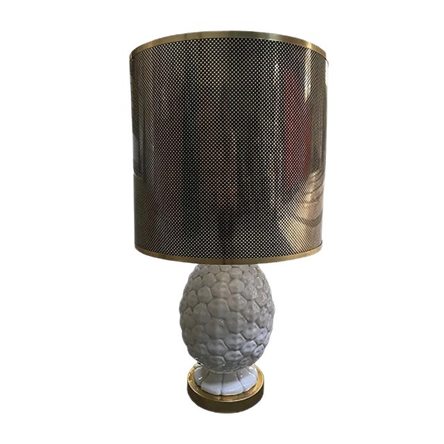 Italian Ceramic Pineapple Table Lamp, 1970s For Sale