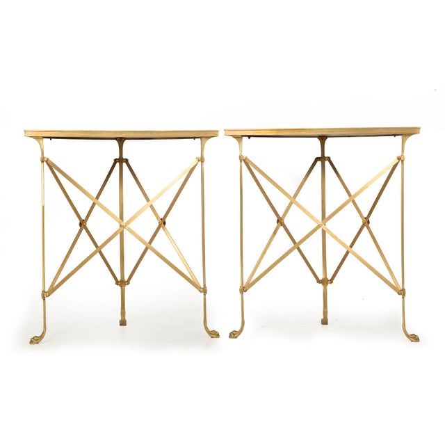 Mid 20th Century Pair of Bronze and Black Granite Demilune Console Tables, Manner of Jansen For Sale - Image 5 of 18