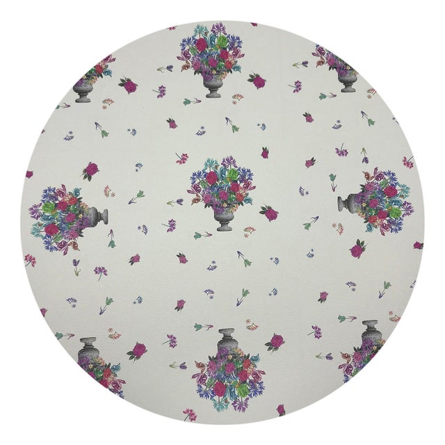 Pistils Small Bouquet Vegan Leather Round Pebble Placemat, Set of 4 For Sale