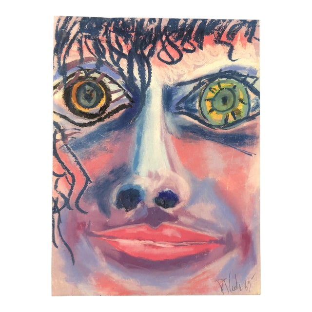 Original 1960’s Robert Cooke Pastel Portrait Drawing For Sale