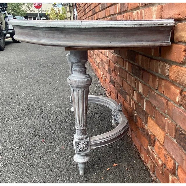 Custom made Vintage French Oak Demi-Table that you must anchor to your wall. It was made from a round dining table that I...