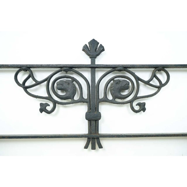 Gothic Mid 20th Century Reclaimed Cast Iron Double Griffin Fence Section For Sale - Image 3 of 9