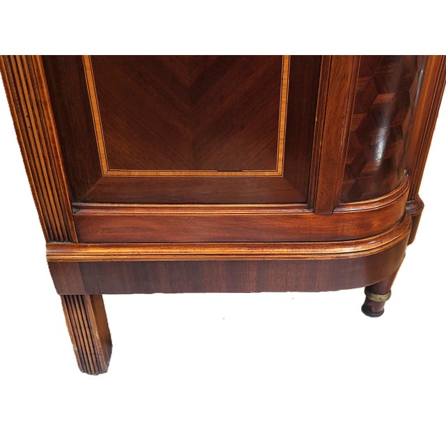 Antique French Louis XVI Inlaid Marble Top & Mirror Door Cabinet Buffet Chest For Sale - Image 16 of 16