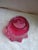 American Mid-Century Fenton Style Diamond Quilted Cranberry Glass Ruffled Lamp Shade For Sale - Image 3 of 9