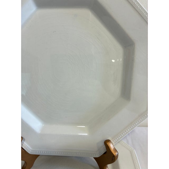 Vintage Johnson Bros "Heritage" White Ironstone Octagonal Dinner Plates, Set of 2 – England For Sale In Oklahoma City - Image 6 of 9