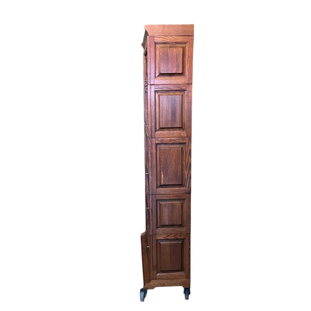 Leaded Glass Oak Barrister Bookcase For Sale - Image 12 of 17