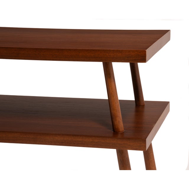 T. H. Robsjohn-Gibbings Widdicomb Walnut Console Hall Table 1952 Restored For Sale - Image 14 of 18