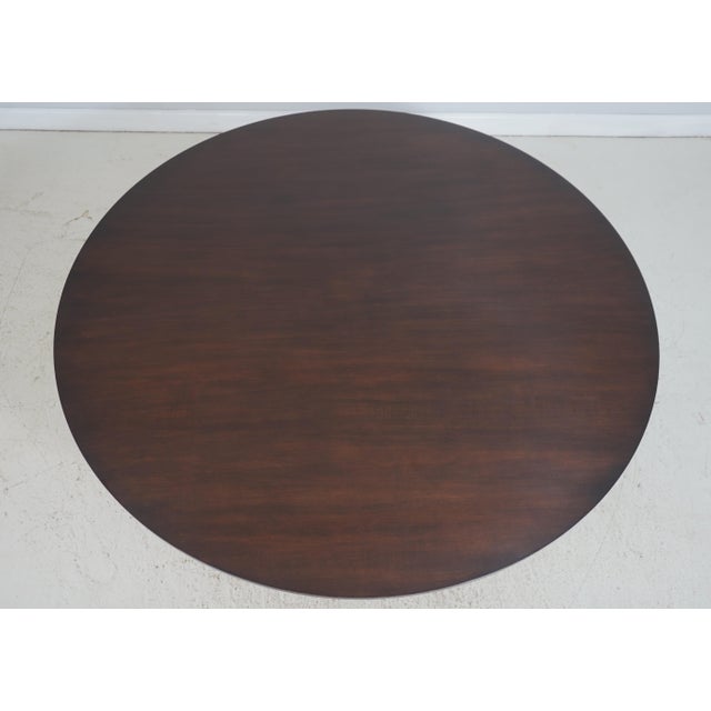 Traditional Large Round Mahogany Dining Pedestal Conference Table For Sale - Image 3 of 14