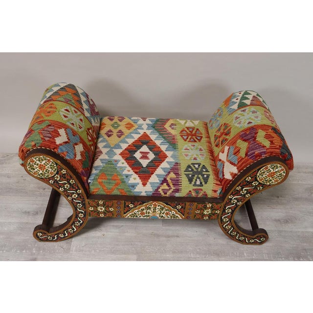Brown Vintage Chaise Lounge with Kilim Cover, 1990s For Sale - Image 8 of 16