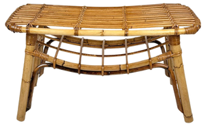 French Riviera Bamboo & Rattan Coffee Table with Magazine Rack, Italy, 1960s