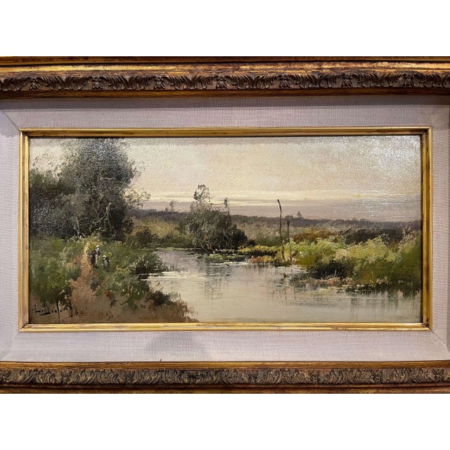 Wood Set of 3 Framed Oil on Board Paintings Signed Leon Dupuy for E. Galien-Laloue For Sale - Image 7 of 13