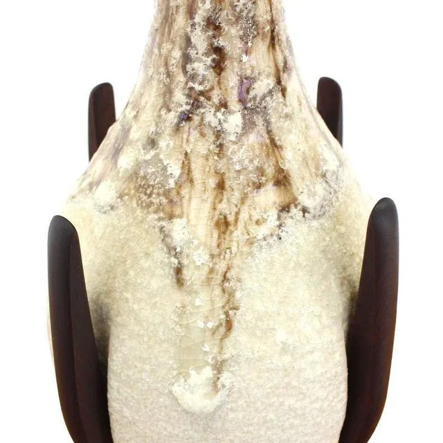 Vintage Mid Century Art Pottery Dripping Pattern Table Lamp For Sale - Image 4 of 6