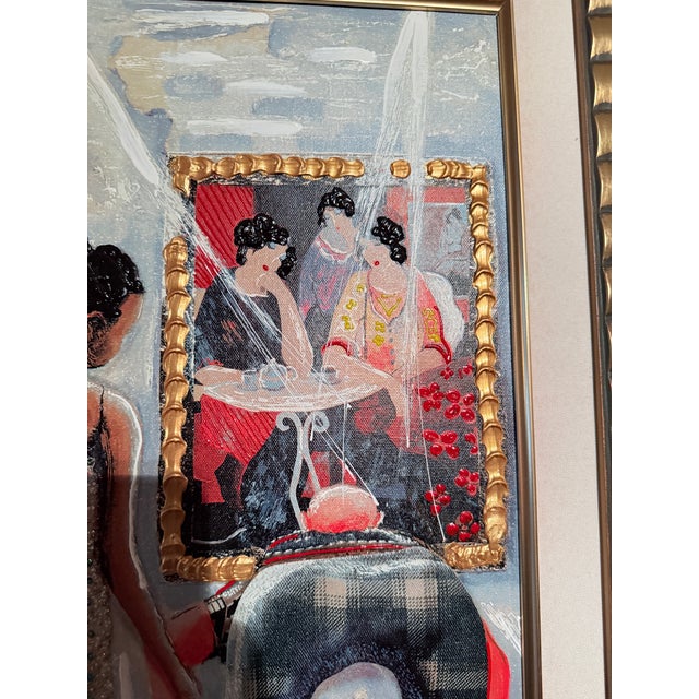 Contemporary Glynn Marcus “Spectators at the Tarkay Exhibit” Giclee on Canvas With Hand Embellishment and Bas Relief Signed For Sale - Image 11 of 13
