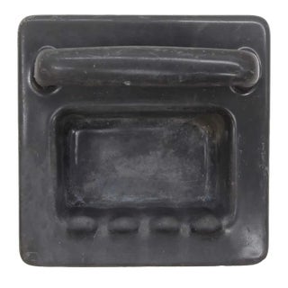 Mid 20th Century Reclaimed 6.75 In. Black Enameled Cast Iron Bathtub Soap Dish For Sale