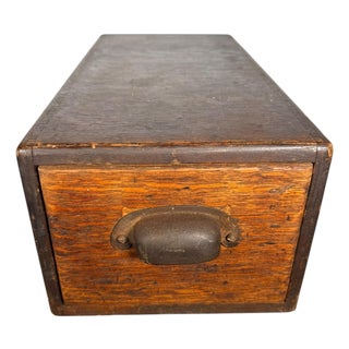 Vintage Library Card Catalog Cabinet - 1940s Wood Drawer File Catalogue For Sale