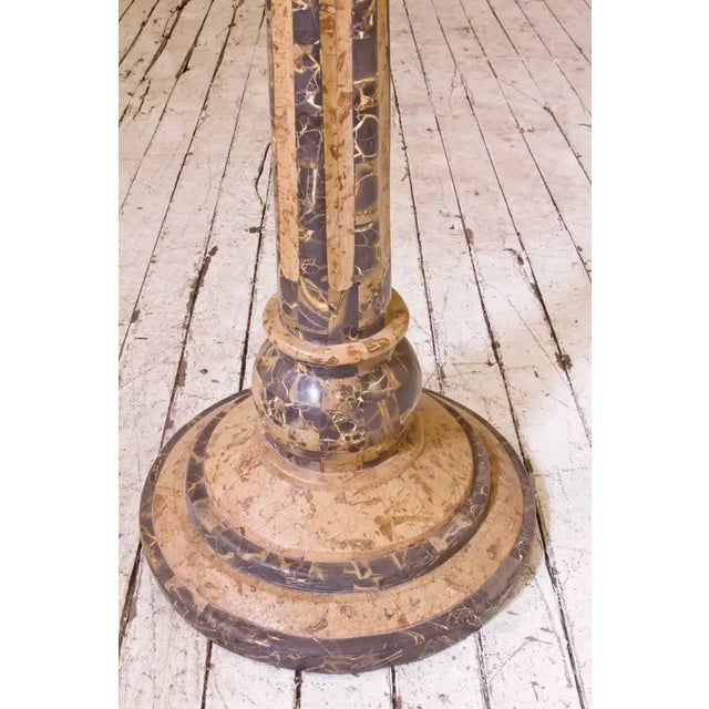 Antique Venetian Floor Lamp With Stone Inlay and Corroso Glass Shade For Sale In New York - Image 6 of 6