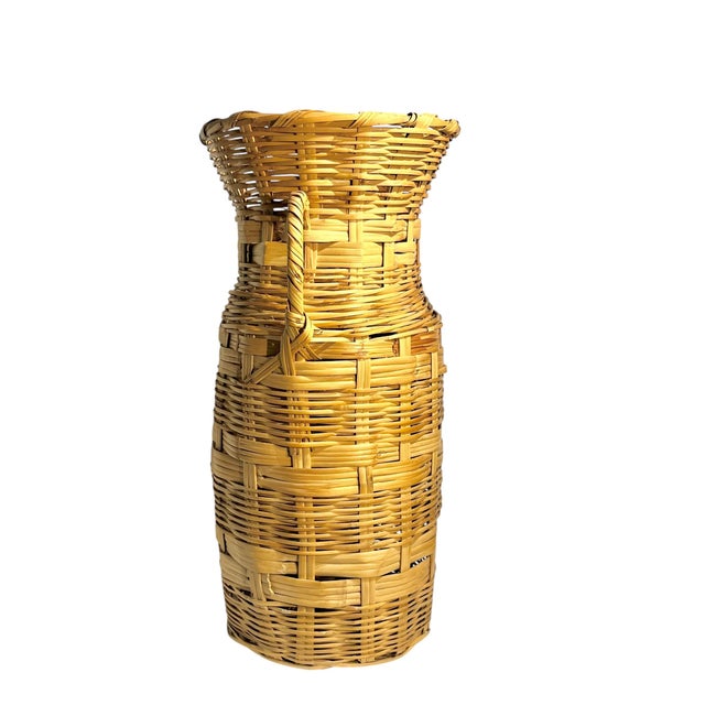 Early 20th Century Antique French Provincial Wicker Basket Umbrella Stand For Sale - Image 5 of 17