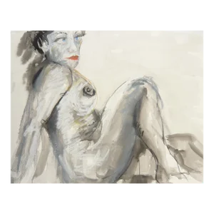 Martha Holden "Blue Eyes" Large Figurative Drawing