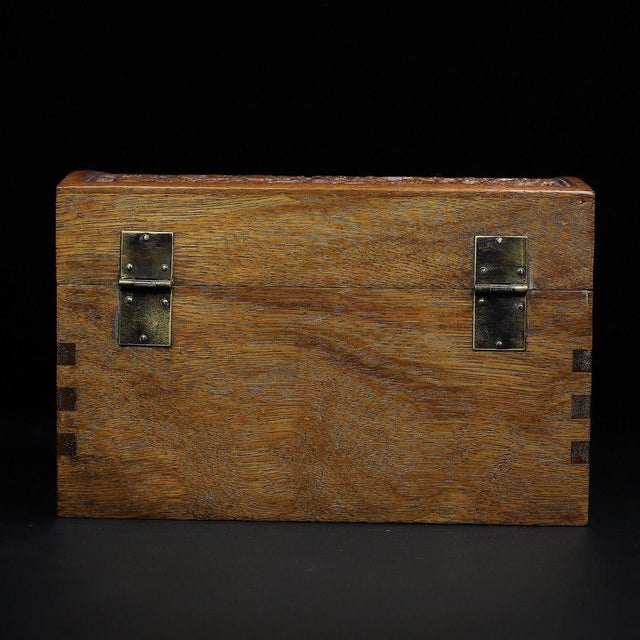 Chinese Rosewood Carved Dragon Treasure Box With Brass Hardware For Sale - Image 9 of 10