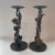 A stunning pair of tall candle holders for pillar candles. These 12" high beauties are hand wrought iron with a scroll...