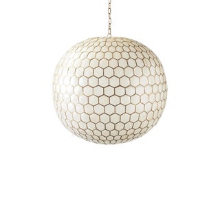 White Capiz Honeycomb Chandelier For Sale