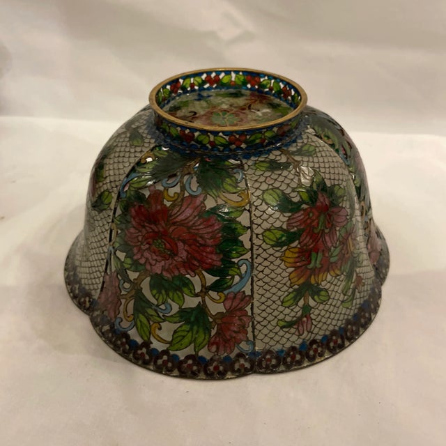 Chinoiserie Large Late 19th Century Plique a Jour Bowl For Sale - Image 3 of 4