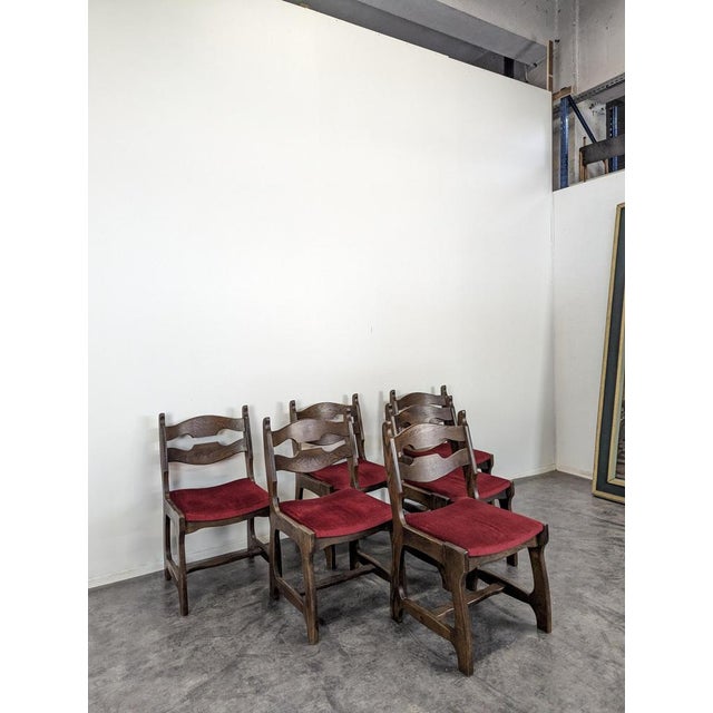 Brown Dining Room Set from DLG Guillerme and Chambron, Set of 7 For Sale - Image 8 of 13