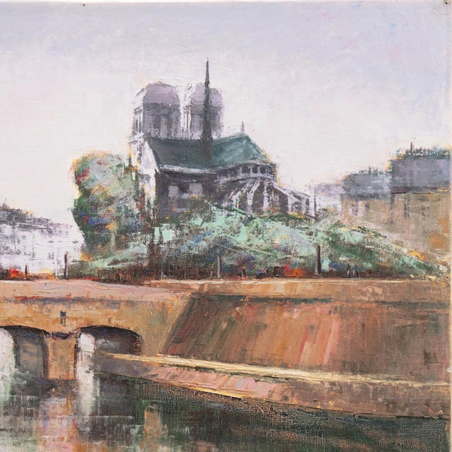 'Paris in Spring, Notre-Dame and the Seine' by Shinbo Minami, 1984, Île De La Cité From the Left Bank For Sale - Image 4 of 9