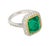 Contemporary 4.49 Carat Sugarloaf Cabochon Cut Colombian Emerald and Diamond Halo Ring in 18k, Size 6.75 For Sale - Image 3 of 10