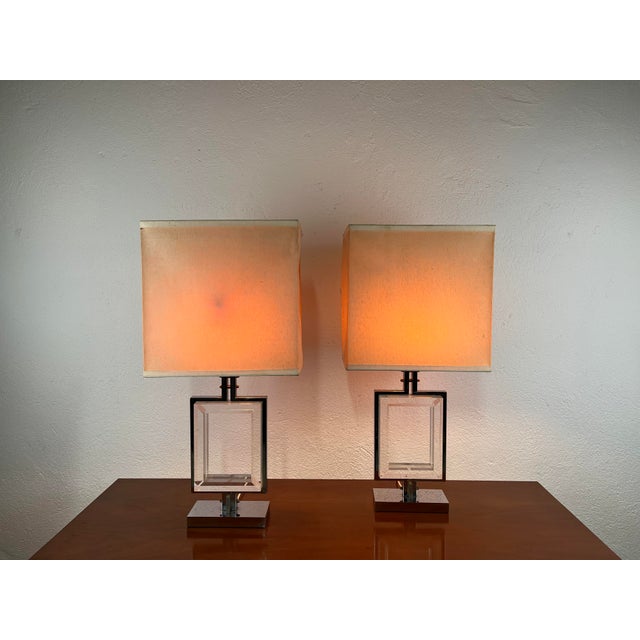 Silver Vintage Table Lamps in Acrylic Glass and Chromed Metal from Banci Firenze, 1970s, Set of 2 For Sale - Image 8 of 9