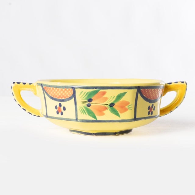 Mid 20th Century Hb Henriot Quimper Faience Soleil Yellow Cream Soup Bowls - Set of 4 For Sale - Image 6 of 9